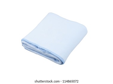 Blue Fleece Blanket For Baby On White Background