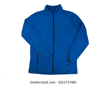 Blue Fleece Jacket. Isolate On White Background