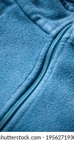 Blue Fleece Jacket Zipper Detail