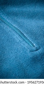 Blue Fleece Jacket Zipper Detail