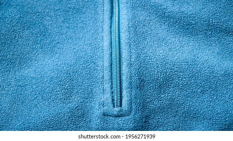 Blue Fleece Jacket Zipper Detail