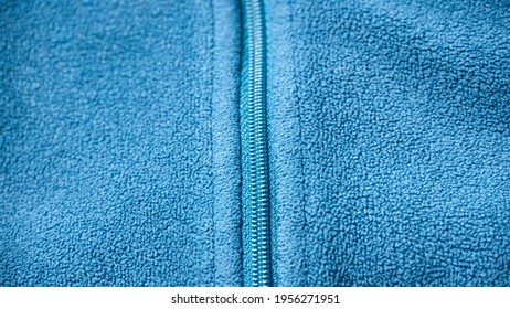 Blue Fleece Jacket Zipper Detail