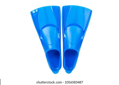 Blue Flippers On White Background