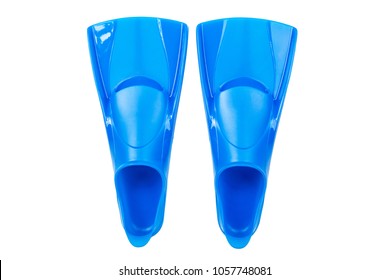 Blue Flippers On White Background