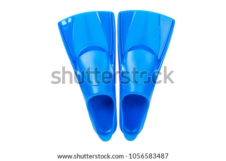 Blue flippers on white background
