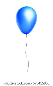 Blue Flying Balloon Isolated On White Background