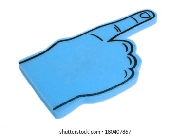 Blue Foam Finger On White Background 