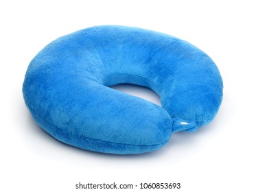 Blue Foam Neck Pillow Isolated On White