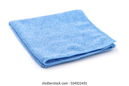 Blue folded microfiber cloth isolated on white