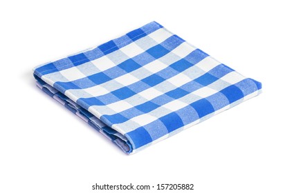 Blue Folded Tablecloth Isolated