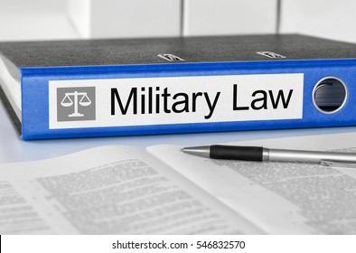 Blue Folder With The Label Military Law