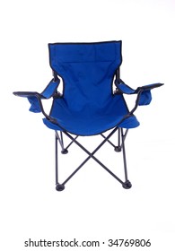 Blue Folding Chair For Camping And Outdoor Use.