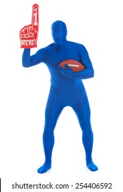 Blue: Football Fan With Foam Finger