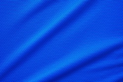 Blue Football Jersey Clothing Fabric Texture Sports Wear Background, Close Up Top View