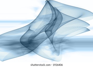 Blue fractal with smoke over white