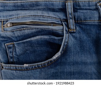 Blue Front Jeans Pocket, Modern Jeans Close-up

