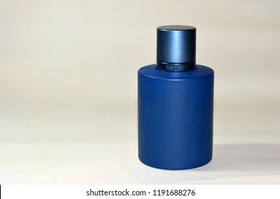 Blue Frosted Glass Packaging For Perfumes. Bottle With Deodorant. Capacity Shampoo