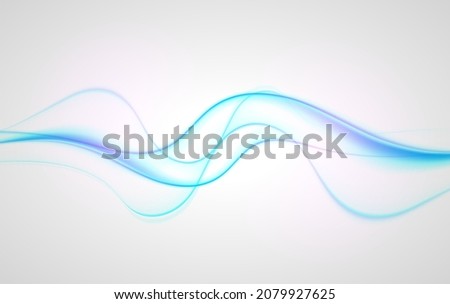 Blue futuristic soft smoke gradient flow. Air flow. Fresh aroma. Curved lines background.