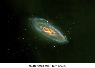 Blue galaxy in deep space. Elements of this image were furnished by NASA. For any purpose.