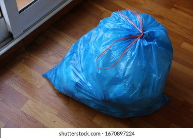 Blue Garbage Bag At Home