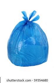 Blue Garbage Bag Isolated On A White Background