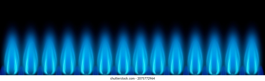 Blue gas flames as banner against dark background