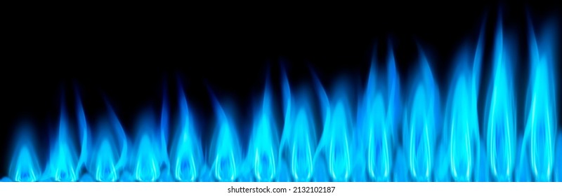 Blue gas flames illustration in ascending height