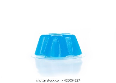 Blue Gelatin Dessert On White Background