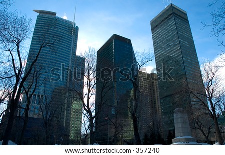 Blue giants skyscrapers. IBM Towers, Montreal, Quebec, Canada
