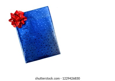 Blue Gif Box For Christmas Decoration With Clipping Paths