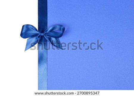blue gift bow with background texture isolated on white