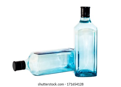 Blue Gin Bottle Isolate On White Background