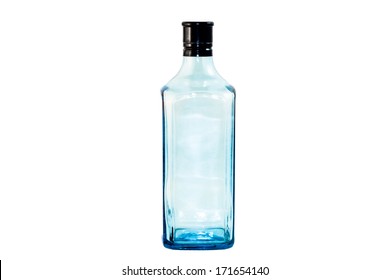 Blue Gin Bottle Isolate On White Background