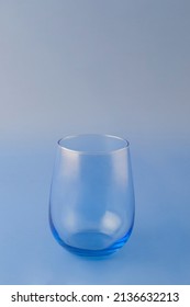 Blue Glass Jar On Empty Blue Background