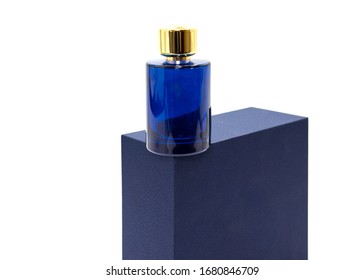 blue and white perfume bottle