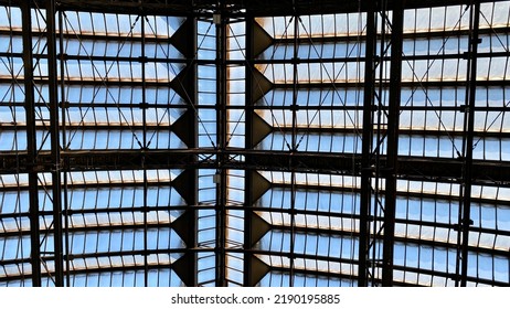 Blue Glass Roof In Germany Railway Station 