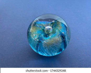 Blue Glass Sphere, Glass Ball, Seattle Glass Art