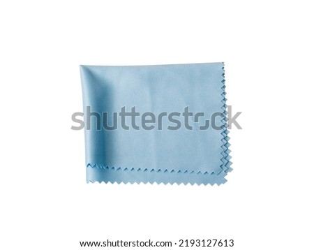 Blue glasses cloth isolated. Lens rag, eyeglasses cleaning microfiber clothes, display cleaning cloth on white background with clipping path top view Foto stock © 