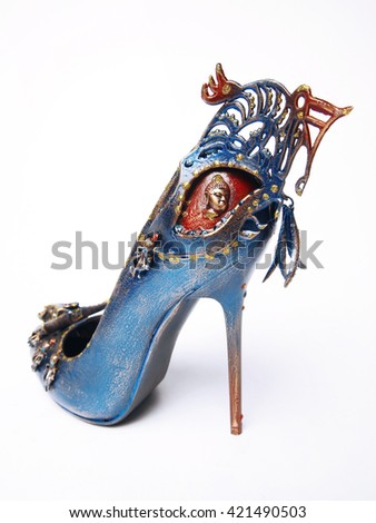 Blue glitter female glamour heels