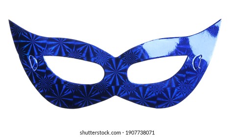 Blue Glittering Masquerade Ball Face Mask, Disguise For Carnivals And Parties Isolated On White Background