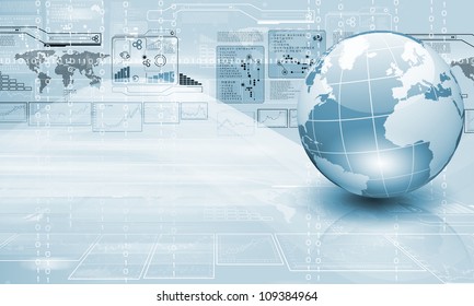Blue Globe On The Digital Technology Background