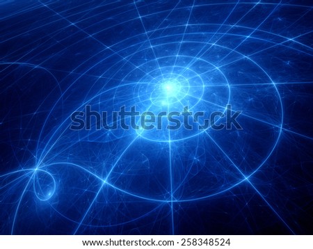 Blue glowing planetary system trajectories, computer generated abstract background