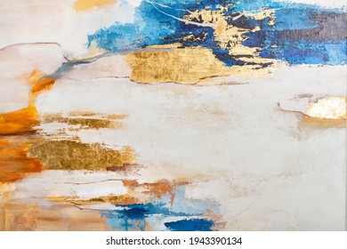 Blue, gold, beige, orange, brown in an avant-garde abstract color pattern. - Shutterstock ID 1943390134
