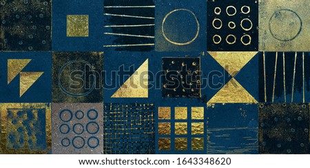 blue and golden geometrical art