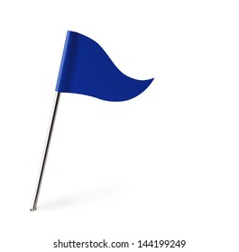 Blue Golf Flag Isolated On White Background.