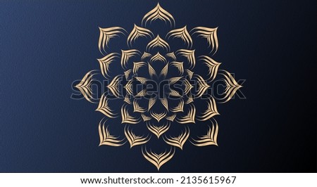 blue gradient background with golden mandala art align right, left and center on the image.