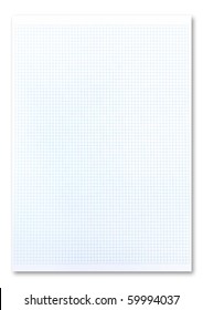 Blue Graph Paper On White Background.