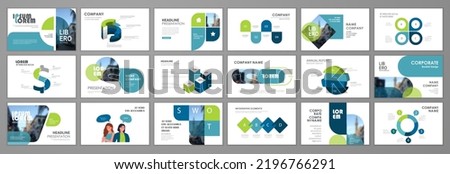 Blue and green abstract presentation slide templates. Infographic elements template  set for web annual report brochure, business flyer leaflet marketing and advertising template. Vector Illustration