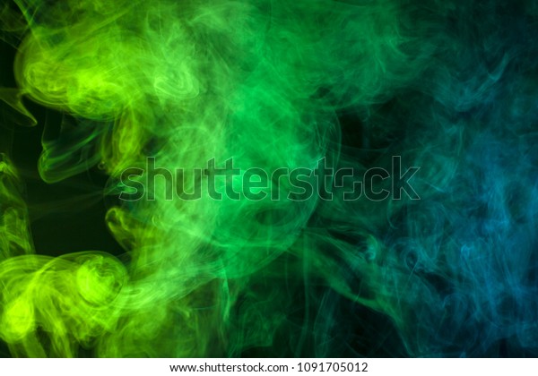 Blue Green Cloud Smoke Black Isolated Stock Photo Edit Now