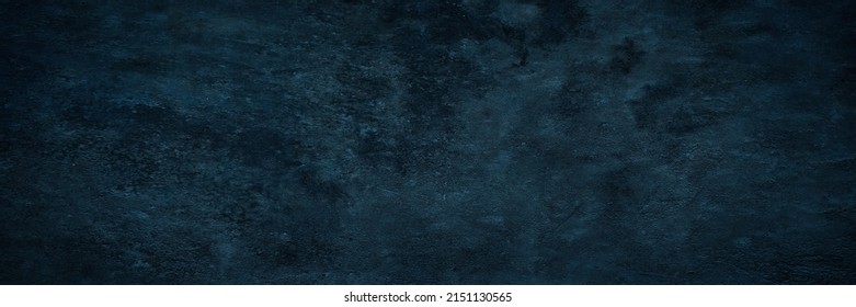  Blue green grunge background. Toned stone wall surface. Close-up. Dark background with space for design. Web banner. Wide. Panoramic.                              